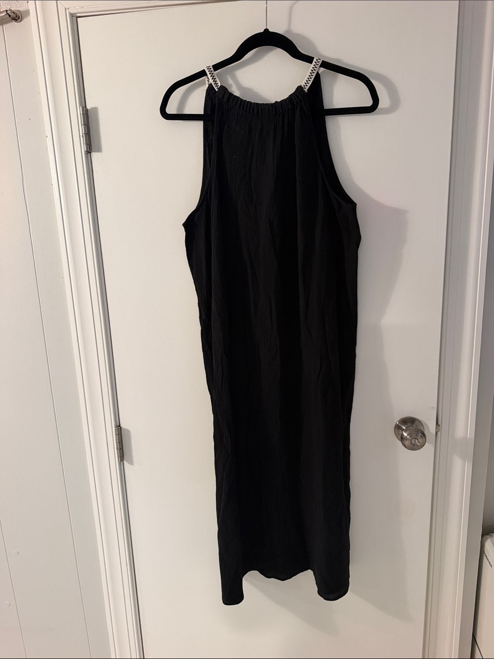 H&M Black Midi Dress with Embellished Halter Straps